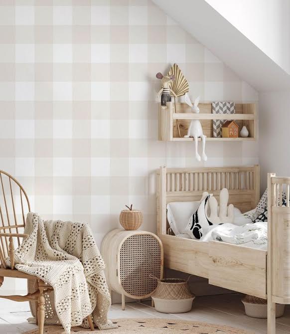 Papel Mural Vichy Beige – Estudio Cocoon