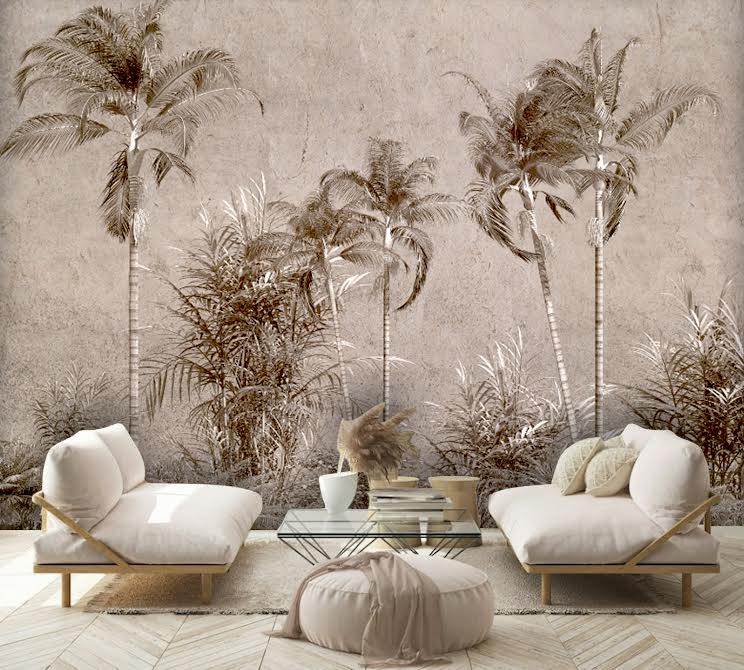 Papel Mural Tropical Marrón