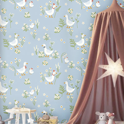 Papel Mural Patito y flores
