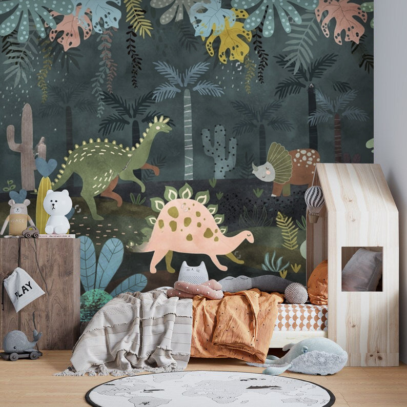 Papel Mural Dinos azul