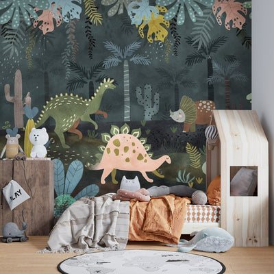 Papel Mural Dinos azul