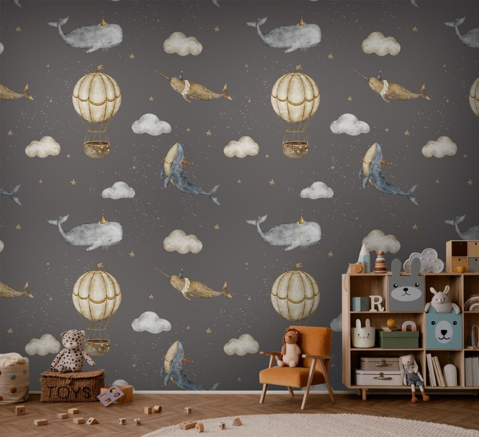 Papel Mural Ballenas y globos