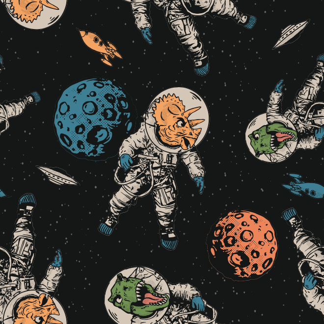 Papel Mural Dinos astronautas