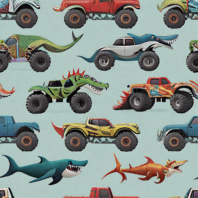 Papel Adhesivo Monsters trucks (Decovinil)