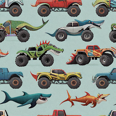 Papel Adhesivo Monsters trucks (Decovinil)