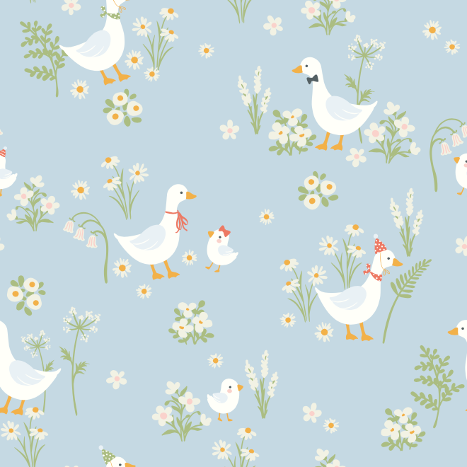 Papel Mural Patito y flores