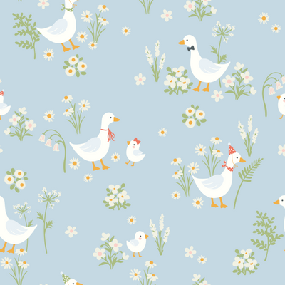 Papel Mural Patito y flores