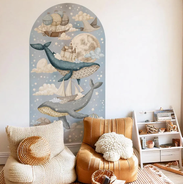 Stickers Arco Ballenas celeste