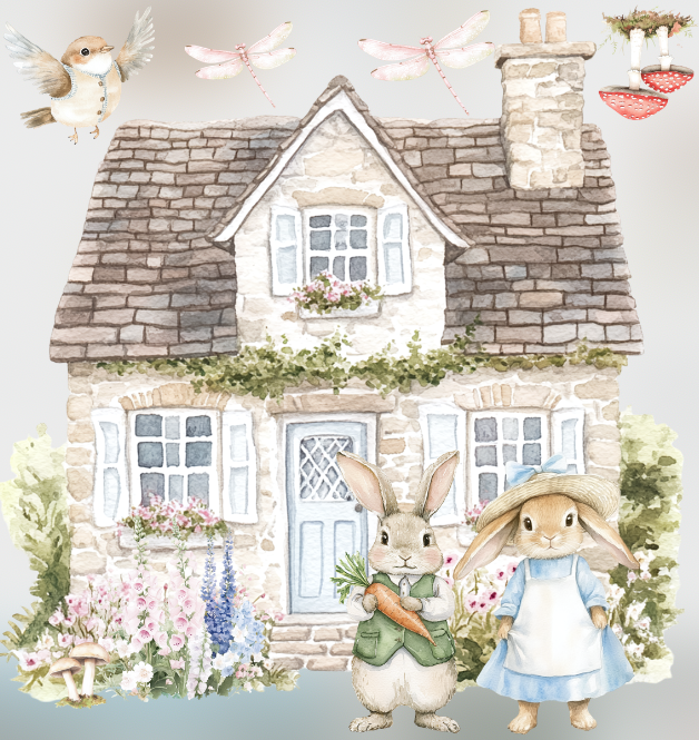 Set de estampados textil "Casa y conejo"