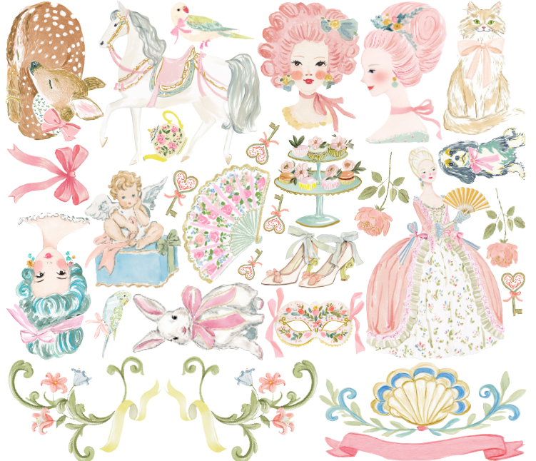 Set de estampados textil "María Antonieta".