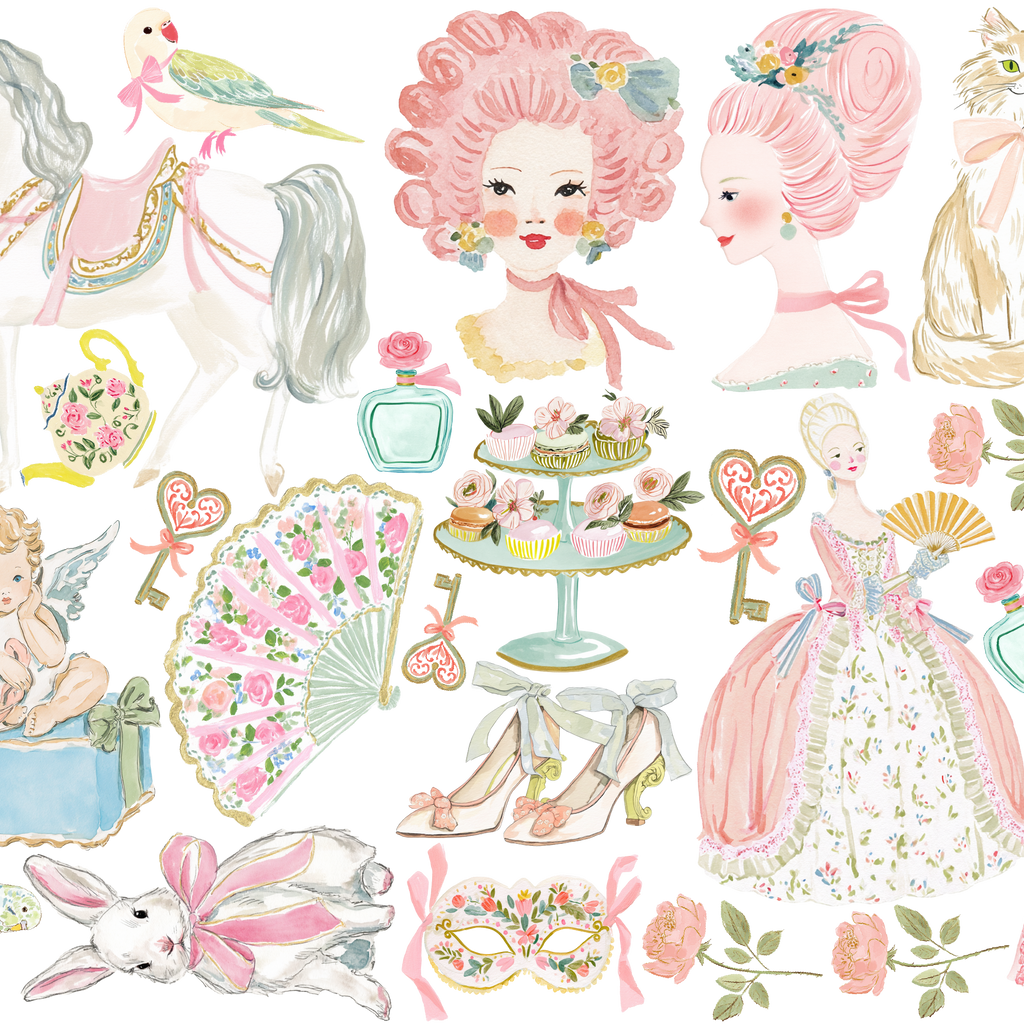 Set de estampados objetos "María Antonieta".