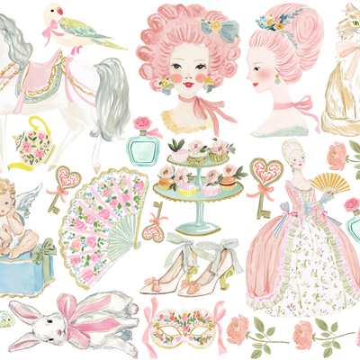 Set de estampados objetos "María Antonieta".
