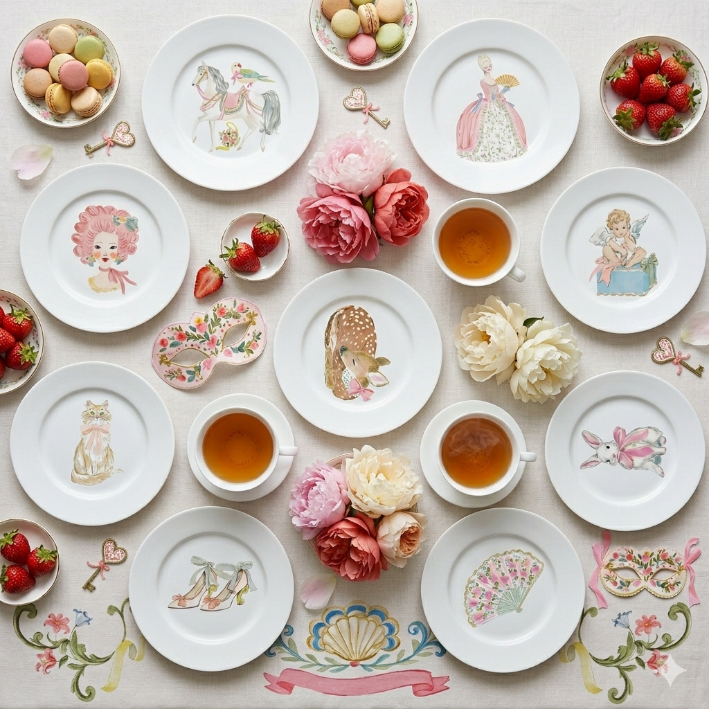 Set de estampados objetos "María Antonieta".