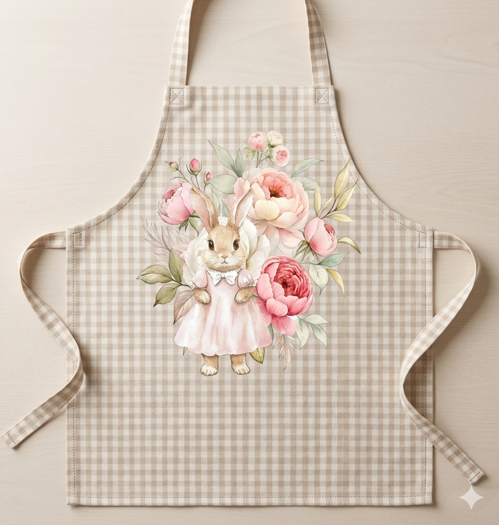 Set de estampados textil "Conejita y peonías ".