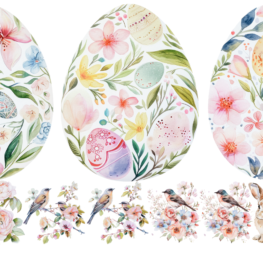 Set de estampados objetos "Huevitos y conejos".