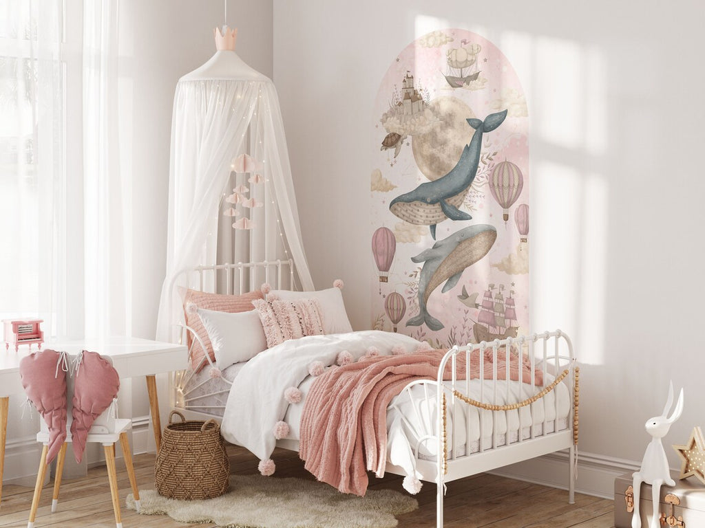 Stickers Arco Ballenas rosa