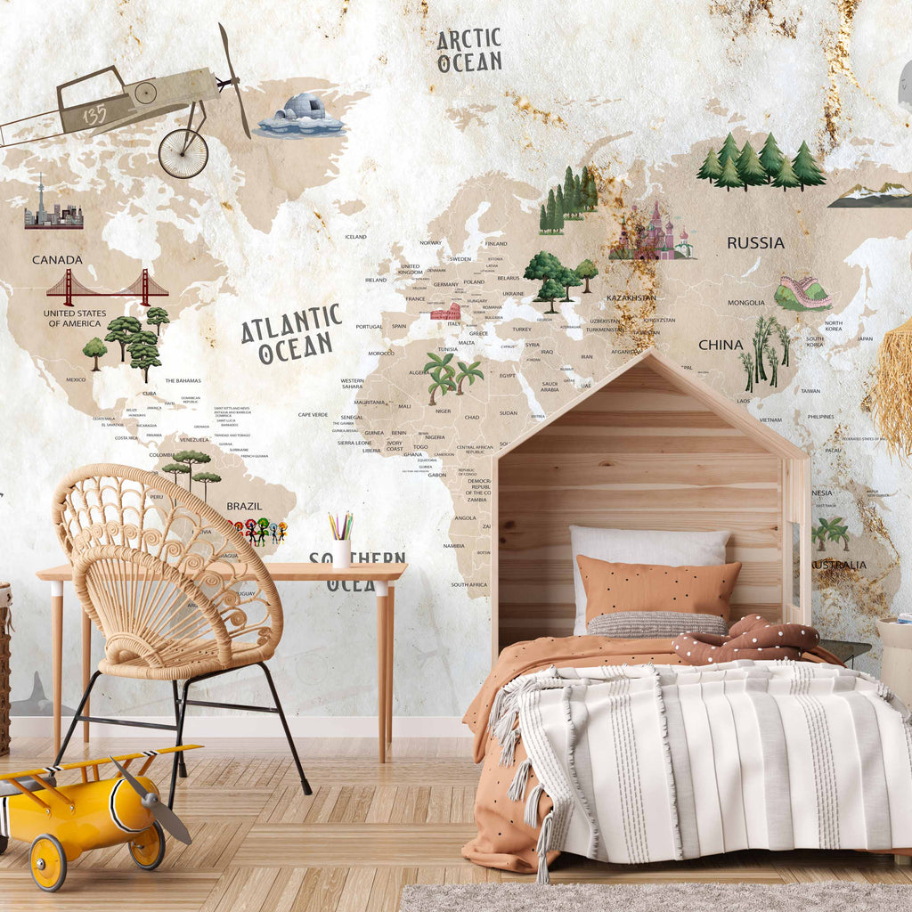 Papel Adhesivo Mapa Beige (Decovinil)
