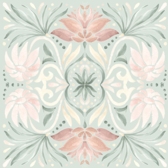 Azulejo Adhesivo Floral Mint Tile