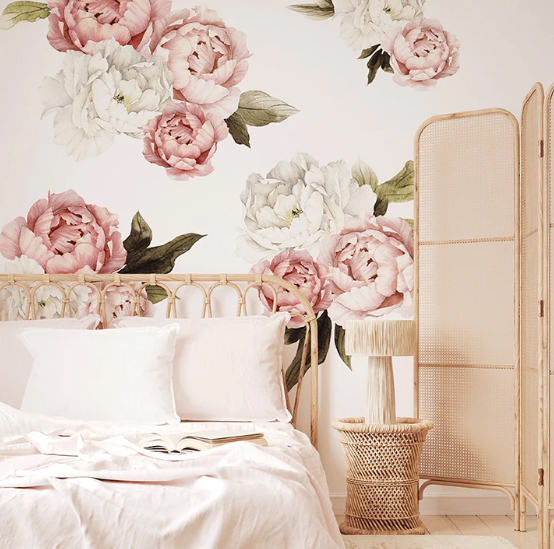 Peonias rosadas y blancas