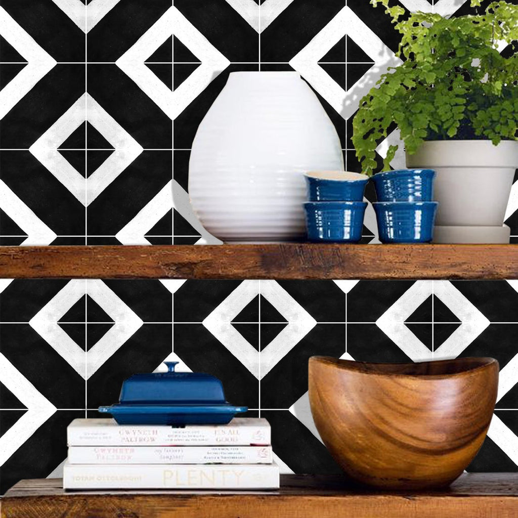 Azulejo Adhesivo Deco black and white