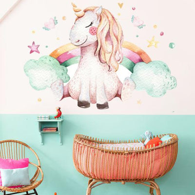 Unicornio fantasia watercolor + Banderín