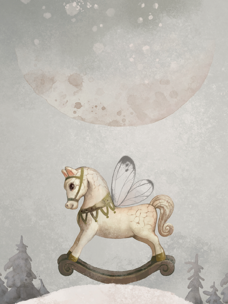 Lámina Decorativa Caballito y luna