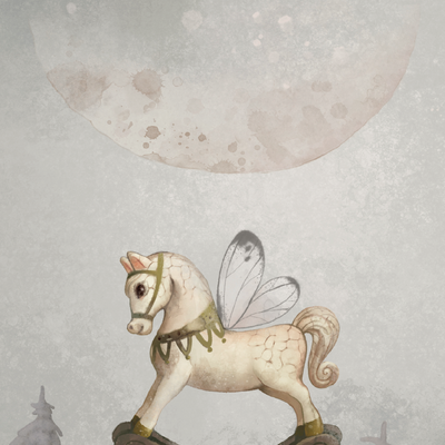 Lámina Decorativa Caballito y luna